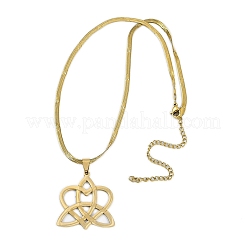 201 Stainless Steel Trinity Heart Wish Knot Pendant Box Chain Necklaces&nbsp;NJEW-M010-01G