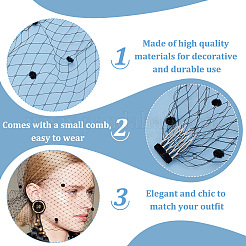 Nylon Fascinator Mesh Face Veil&nbsp;OHAR-WH0034-09A-01