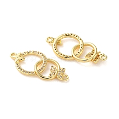 Rack Plating Brass Cubic Zirconia Ring with Butterfly Connector Charms&nbsp;KK-C084-31D-G01