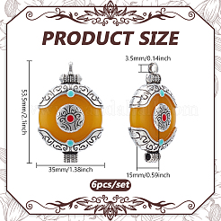 6Pcs Ethnic Style Zinc Alloy with Resin Connector Charms&nbsp;FIND-PH0028-05B