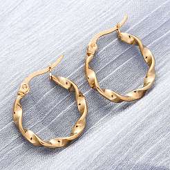 201 Stainless Steel Hoop Earrings&nbsp;EJEW-A054-05C-G