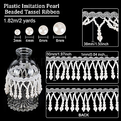 Plastic Imitation Pearl Beaded Tassel Ribbon&nbsp;DIY-OC0010-03