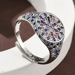 Brass Micro Pave Cubic Zirconia Cuff Rings for Women&nbsp;RJEW-A069-13P