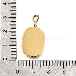 Oval with Flower 304 Stainless Steel Enamel & Rhinestone Pendant Decorations&nbsp;STAS-H202-40G