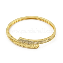 Brass Micro Pave Clear Cubic Zirconia Hinged Bangles for Women&nbsp;BJEW-S168-04G