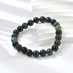 Natural Moss Agate Beaded Stretch Bracelets&nbsp;B072-5