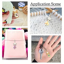 7Pcs 7 Colors Christmas Tree Handmade Porcelain & ABS Plastic Imitation Pearl Angel Pendant Decorations&nbsp;HJEW-FS00083