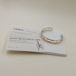Two Tone 304 Stainless Steel Cuff Bangles for Women&nbsp;WGC98AD-01
