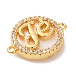 Rack Plating Brass Micro Pave Clear Cubic Zirconia Fe Connector Charms&nbsp;X-KK-L220-003G-02
