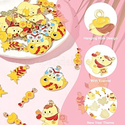 30Pcs 6 Styles New Year's Day Alloy Enamel Pendants&nbsp;FIND-YW0017-96