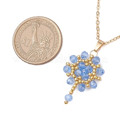 Flower Handmade Seed Beads & AB Color Glass Beaded Pendant Necklaces&nbsp;NJEW-MZ00084-04