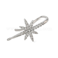 Brass Micro Pave Clear Cubic Zirconia Hoop Earring Findings&nbsp;KK-H521-01P