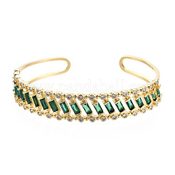 Cubic Zirconia Rectangle Open Cuff Bangle&nbsp;BJEW-N014-025C