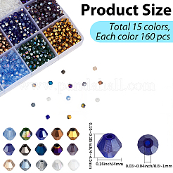15 Colors Transparent Electroplate Glass Beads&nbsp;EGLA-PA0001-28B
