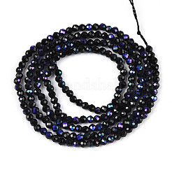 AB Color Plated Natural Black Spinel Beads Strands&nbsp;G-T144-A07-03