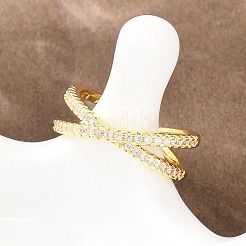 Brass Micro Pave Cubic Zirconia Finger Rings&nbsp;RJEW-D340-01G-02