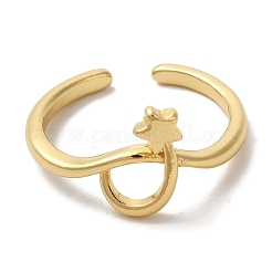 Star Rack Plating Brass Open Cuff Finger Rings for Women&nbsp;RJEW-L123-012G