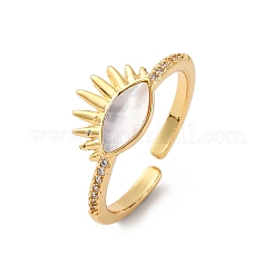 Brass Micro Pave Cubic Zirconia Shell Cuff Rings&nbsp;KK-D363-24C-G