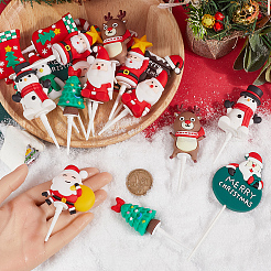 24Pcs 12 Styles Christmas Plastic Cake Toppers&nbsp;AJEW-SC0003-53B