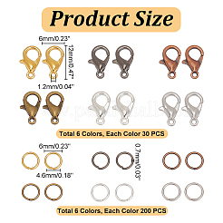180Pcs 6 Color Zinc Alloy Lobster Claw Clasps&nbsp;DIY-AR0003-68