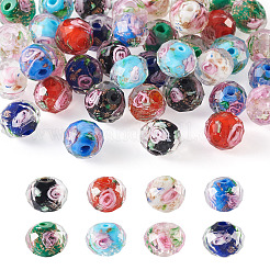 40Pcs 8 Colors Handmade Gold Sand Lampwork Beads Strands&nbsp;LAMP-YS0001-01