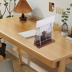 Wood Vinyl Record Slotted Display Stands with Stainless Steel Support&nbsp;ODIS-WH0043-344C