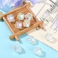 10Pcs Two Tone UV Plating Rainbow Iridescent Acrylic Beads&nbsp;TACR-YW0002-33C