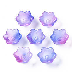 Transparent Two Tone Spray Painted Glass Beads&nbsp;GLAA-Q089-002B-003