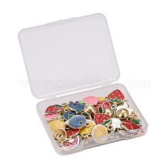 40Pcs 10 Style Fruit Theme Light Gold Plated Alloy Enamel Pendants&nbsp;ENAM-ZZ0001-09