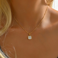 Natural Shell Square Pendant Necklace&nbsp;EH4295-1