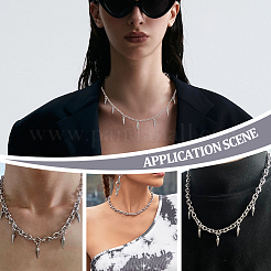 5Pcs Hip-hop Zinc Alloy Spike Tassel Pendant Necklaces&nbsp;NJEW-UN0001-56