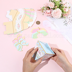 12Pcs 4 Colors Flower Printed 3D Teapot Shaped Paper Candy Gift Boxes with Ribbon&nbsp;DIY-SP0006-39