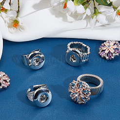 4Pcs 4 Styles Alloy Interchangeable Snap Stretch Ring Settings&nbsp;RJEW-DR0001-06A