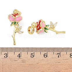 Brass Enamel Colorful Rose Flower European Dangle Charms&nbsp;KK-L256-09G