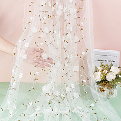 Flower Pattern Milk Fiber Mesh Fabric&nbsp;DIY-WH0888-09A