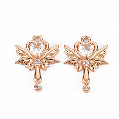 Rack Plating Brass Micro Pave Clear Cubic Zirconia Pendants&nbsp;KK-T060-07-RS
