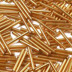 Silver Lined Transparent Glass Bugle Beads&nbsp;SEED-R028-2x20-B01