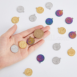 18Pcs 3 Colors 201 Stainless Steel Pendants&nbsp;STAS-DC0013-43