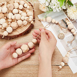 30Pcs 3 Style Christmas Round Wooden Beaded Pendant Decorations&nbsp;HJEW-GA0001-47