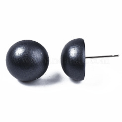 Painted Half Round Schima Wood Earrings for Girl Women&nbsp;EJEW-T017-02A