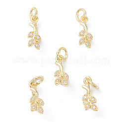 Rack Plating Brass Pave Cubic Zirconia Leaf Shape Ice Pick Pinch Bails&nbsp;X-KK-G464-07LG