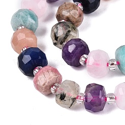 Natural Sodalite & Rhodonite & Prehnite & Amethyst & Rose Quartz & Flower Amazonite & Sunstone Beads Strands&nbsp;G-Q614-03A-01