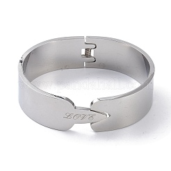 Non-Tarnish Word Love 304 Stainless Steel wide Hinged Bangles&nbsp;BJEW-G700-05P