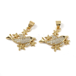Brass Micro Pave Cubic Zirconia Pendants&nbsp;KK-I358-064G-06