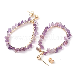 Teardrop Natural Gemstones Dangle Studs Earrings&nbsp;EJEW-JE05748