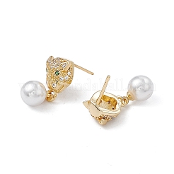 Leopard Rack Plating Brass Micro Pave Clear Cubic Zirconia Stud Earrings&nbsp;EJEW-A088-08G