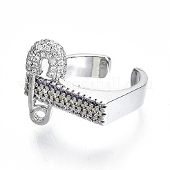 Brass Micro Pave Cubic Zirconia Cuff Rings&nbsp;RJEW-S045-025P-NR