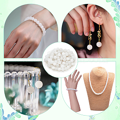Round Natural White Jade Beads Strands&nbsp;G-NB0005-14A