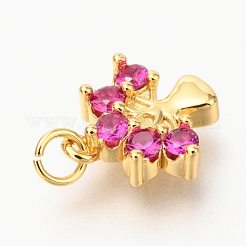 Brass Micro Pave Purple Cubic Zirconia Charms&nbsp;ZIRC-O036-35G