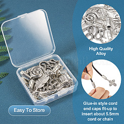 16Pcs 8 Styles Tibetan Style Alloy Cord Ends with Pendants&nbsp;FIND-TA0004-20
